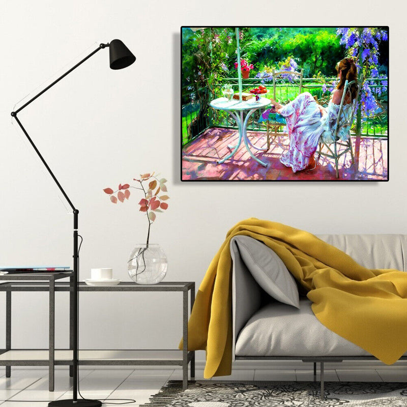 DIY Digital Oil Painting By Numbers Kits Garden Girl Picture Wall Art Room Decor