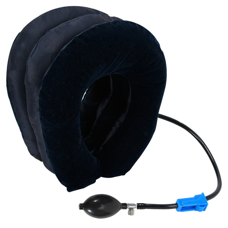 Inflatable Neck Stretcher 3 Tubes Air Cervical Traction Pain Relief (Blue) Newly