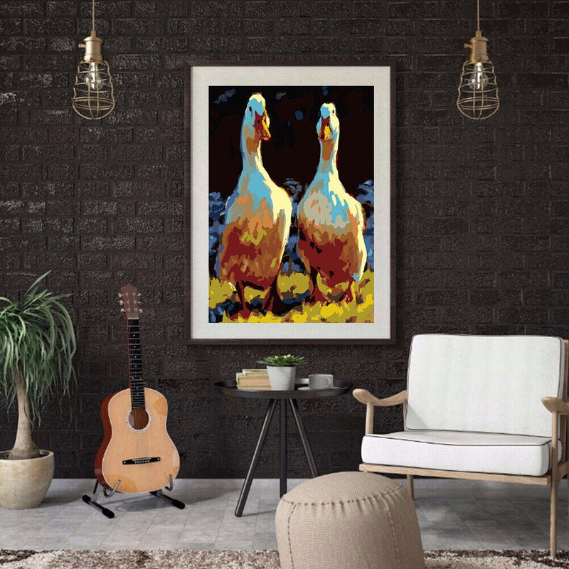 Oil Paint Chicken And Duck By Numbers Coloring Picture Digital