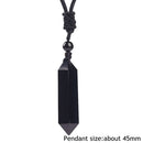 Necklace Hexagonal Prism Pendant Black Obsidian Pendant Reiki Healing Necklace
