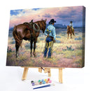 Cowboy Couple Oil Paint By Numbers Kits Canvas Picture Wall Art DIY Craft D