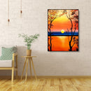 Painting By Numbers Kit DIY Sunset Tree Hand Painted Canvas Oil Art Picture