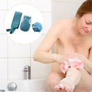 3pcs Body Cleaning Exfoliating Shower Ball Back Scrubber Gloves (Blue)