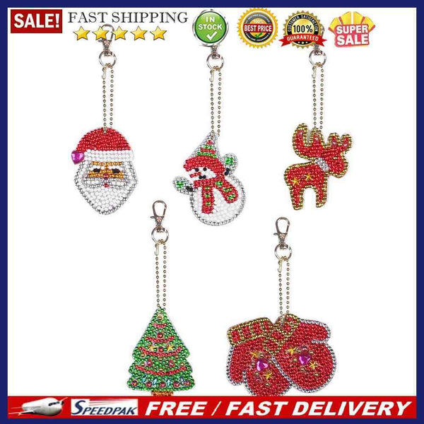 ??13pcs DIY Full Drill Diamond Painting Special Shaped Christmas Key Chain