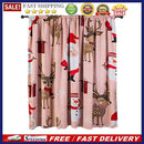 Window Curtain Pink Base Elk Santa Painting Polyester Room Christmas Decoration