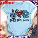Fashion Peace Love Paw Dog T-Shirt (Light Blue L)-05275