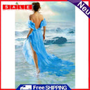 Oil Paint By Numbers Elegant Women Back Frameless Picture Craft Kit for Home