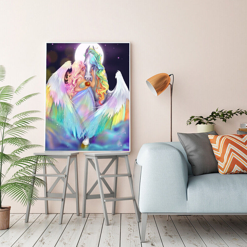 Girl White Horse 40x50cm Oil Paint By Numbers Picture DIY Modern Wall Art Newly