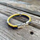 Women Men Leather Ukrainian Flag Bracelet Stand with Ukraine Wristbands