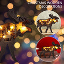 Wooden Ornaments Hollow Multi-Layer Animal Scene Display with Light (Deer) Newly