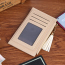PU Solid Wallet Card Holder Bag Women Tassel Multi-slot Mini Purse (Khaki)