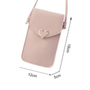 Leather Shoulder Messenger Bag Women Touch Screen Phone Pouch (Light Pink)