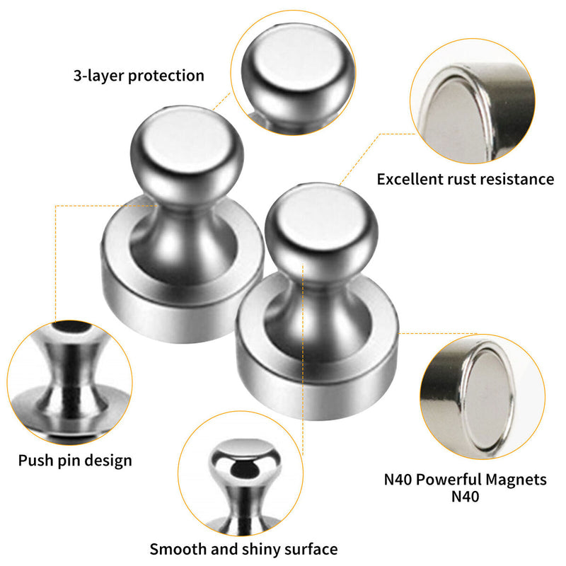 Nickel Magnetic Push Pins Portable Durable Magnets Hooks Hanger for Office