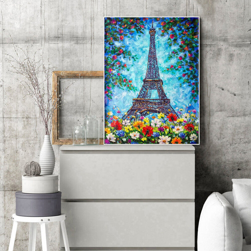 40x50cm Eiffel Tower Frameless Picture Oil Paint By Numbers Hand Painted Drawing