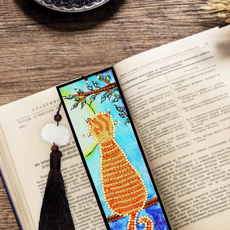 Diamond Painting Bookmark 5D DIY Special Shaped Leather Book Marks with Tassels