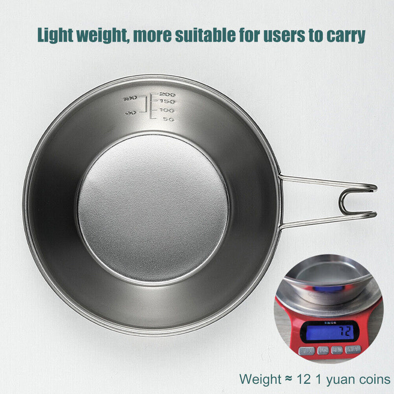 Outdoor Portable Stainless Steel Sierra Cup with Folding Handle Picnic Bowl