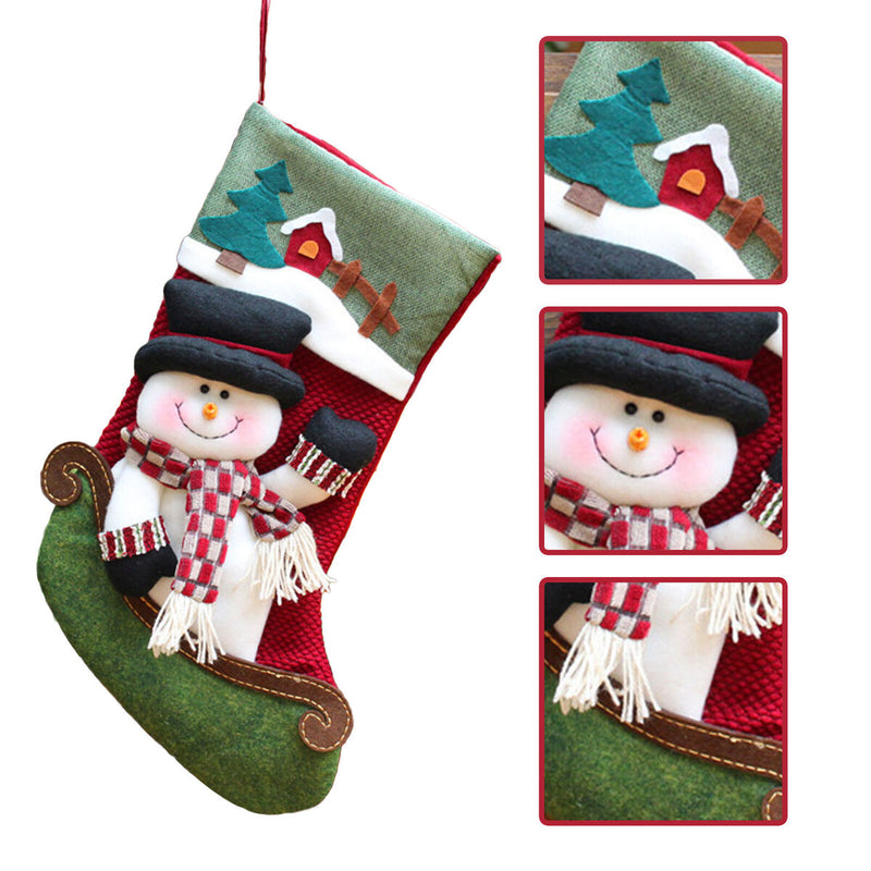 Christmas Stockings Gifts Bag Big Plush Socks Bags Xmas Socks (Snowman) Newly