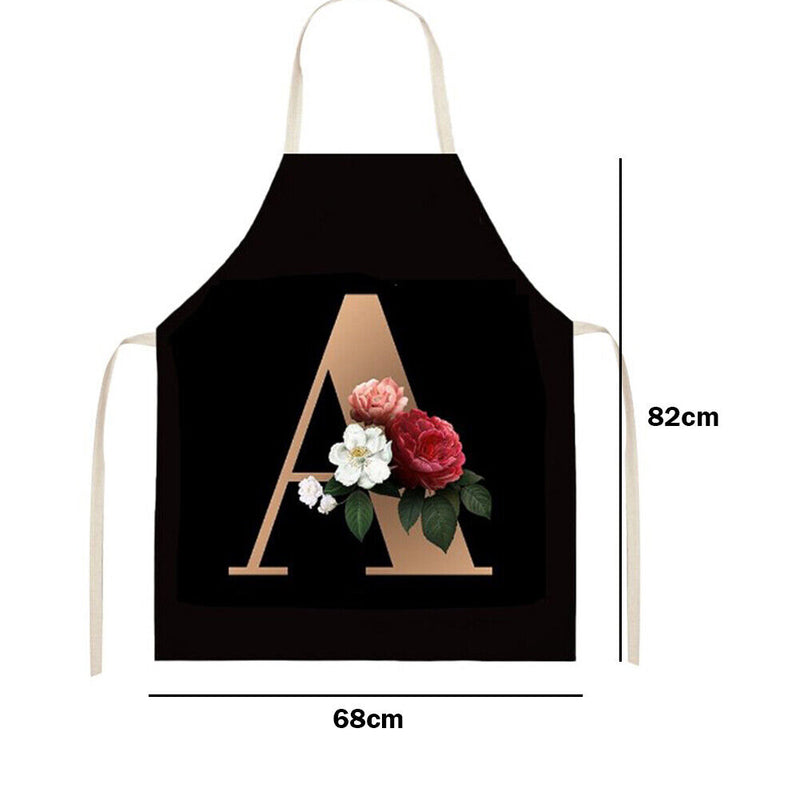 Letter A Print Kitchen Linen Apron Waterproof Home Cooking Bibs (82x68cm)