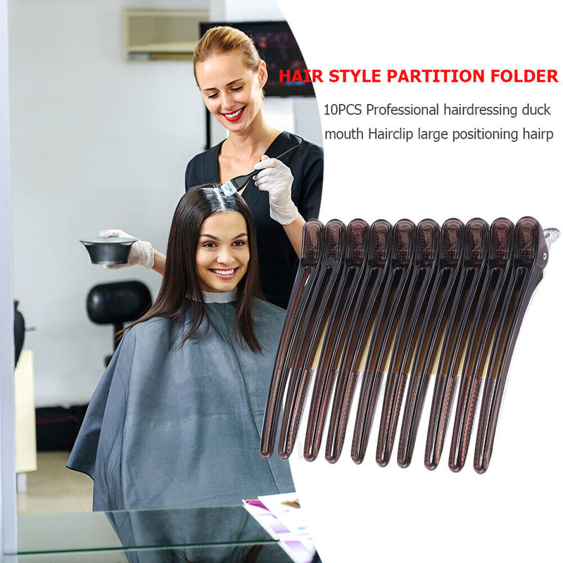 10pcs Hair Care Clips Stainless Steel Hairdressing Sectioning Clamp (Black)