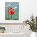 Canvas Painted Oil Paint By Numbers Pink Bird DIY Wall Art Modern Bedroom Decor