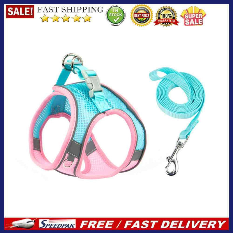 Adjustable Reflective Breathable Pet Harness with Lead Leash for Dog Cat Vest