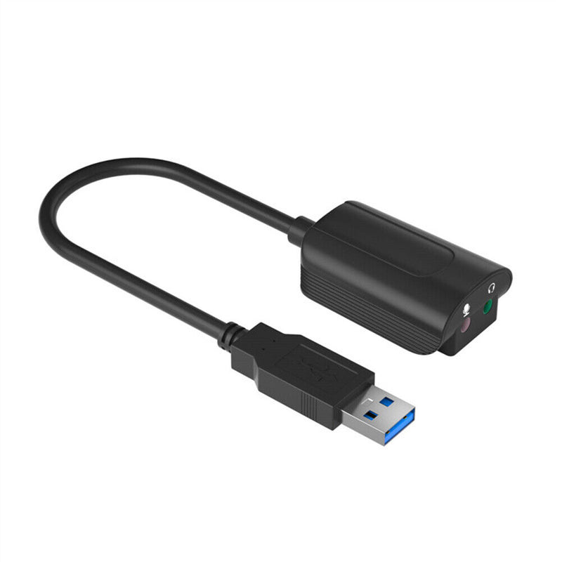 Stereo External USB Sound Card Amplifier Headset Microphone 3.5mm Audio Adapter