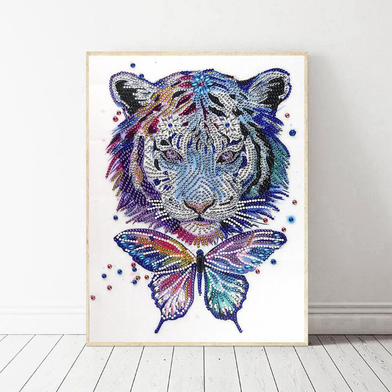 5D DIY Special Shaped Diamond Painting Tiger Butterfly Embroidery Kits Wall Art