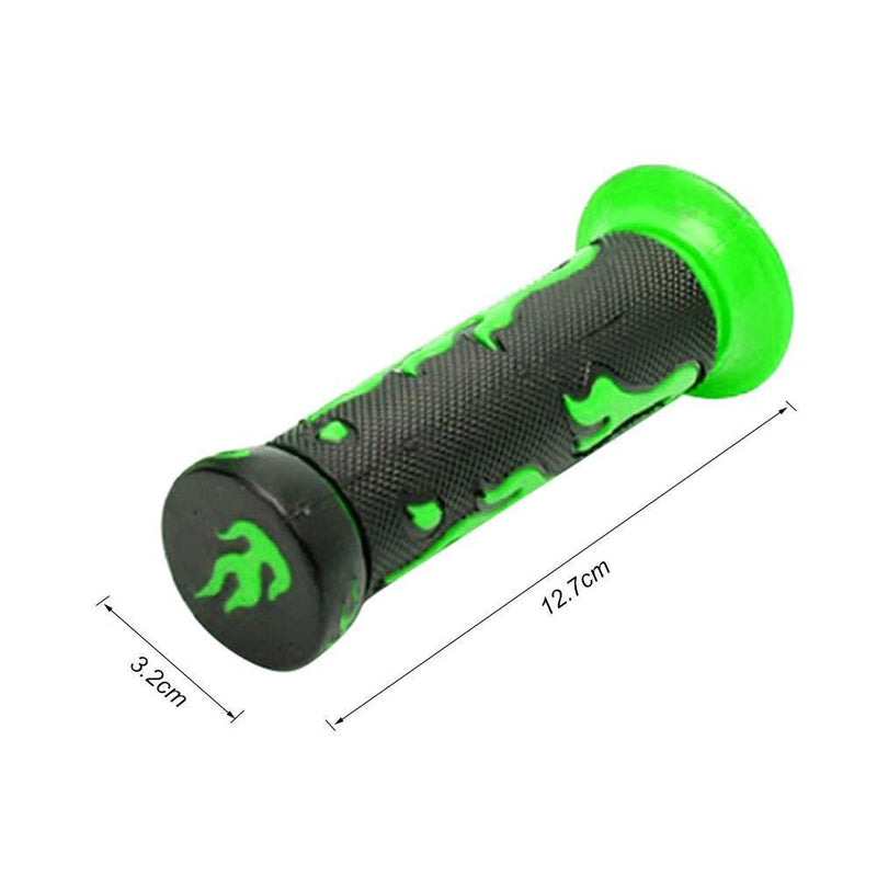 2pcs Green Flame Soft TPR Universal Motorcycle Bike Handlebar Grips Hand