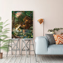 Cabin River Fish Canvas Paint By Numbers Oil Hand Painted Home Drawing Kit