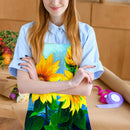 #A Sunflower Linen Kitchen Apron Household Waterproof Cooking Bibs for Men Women