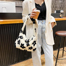 Animal Pattern Shoulder Underarm Bag Women Plush Top-handle Handbag (1)