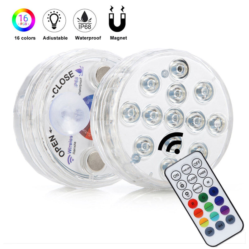 Pool Lights - Battery Operated Submersible LED Lights with Remote RF 16 Colors