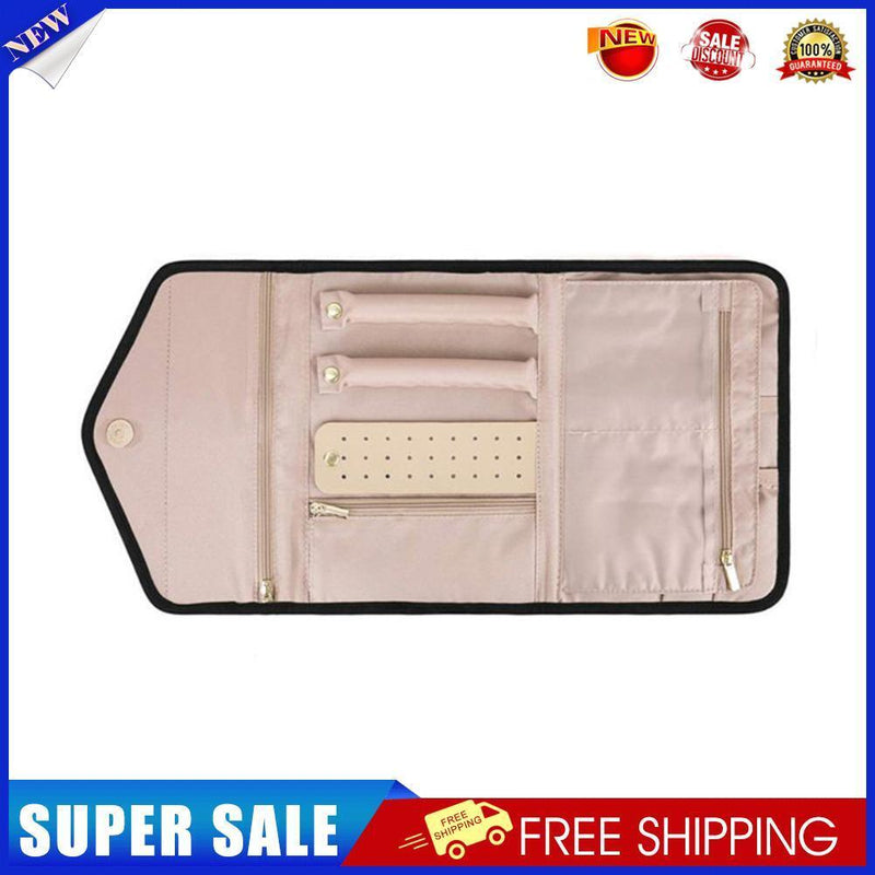 Jewelry Storage Bag Foldable Jewelry Case Durable Polyester Handbag (Black)