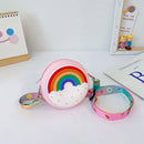 Cute Silicone Donut Round Crossbody Bag Kids Rainbow Handbags (Light Pink)