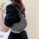 Fashion Diamond Rhinestones Handbag Women Portable Crescent Underarm Clutch Bag