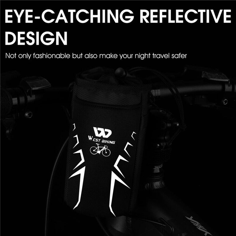 WEST BIKING MTB Bike Handlebar Water Bottle Bag with Reflective Strip Organizer