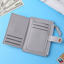 Women Fashion Solid Color Multi-slot Card Holder PU Leather Wallet (Gray)