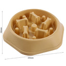 Pet Slow Eating Dish Cat Dog Anti Choking Puppy Feeder Food Bowl (Yellow) Newly
