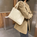 Fashion Solid Color Women Handbag Simple Large Capacity PU Shoulder Shopping Bag