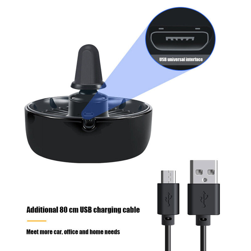 5V USB Car Air Vent Clip Fan 3-Speed 7-Blade LED Backlit for 12V 24V Vehicle