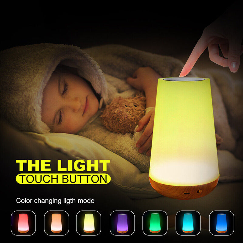 LED Colorful Touch Night Light Dimmable RGB Bedside Kid Bedroom Table Lamp Newly