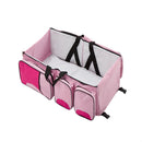 Waterproof Baby Crib Changing Diapers Foldable Mummy Shoulder Bag (Pink)