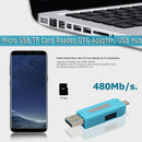 Asiprop Micro USB TF Card Reader OTG Adapter USB2.0 Hub Port for PC (Blue
