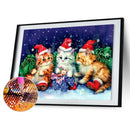 Handmade Christmas Cat 5D DIY Full Round Drill Drawing Kit Diamond Painting Gift