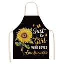 Linen Sunflower Print Women Men Dinner Party Kitchen Cooking Aprons Bibs