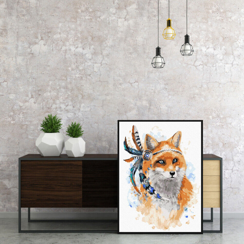 Frameless Oil Paint By Numbers DIY Fox Picture Craft Kit for Home Living Room