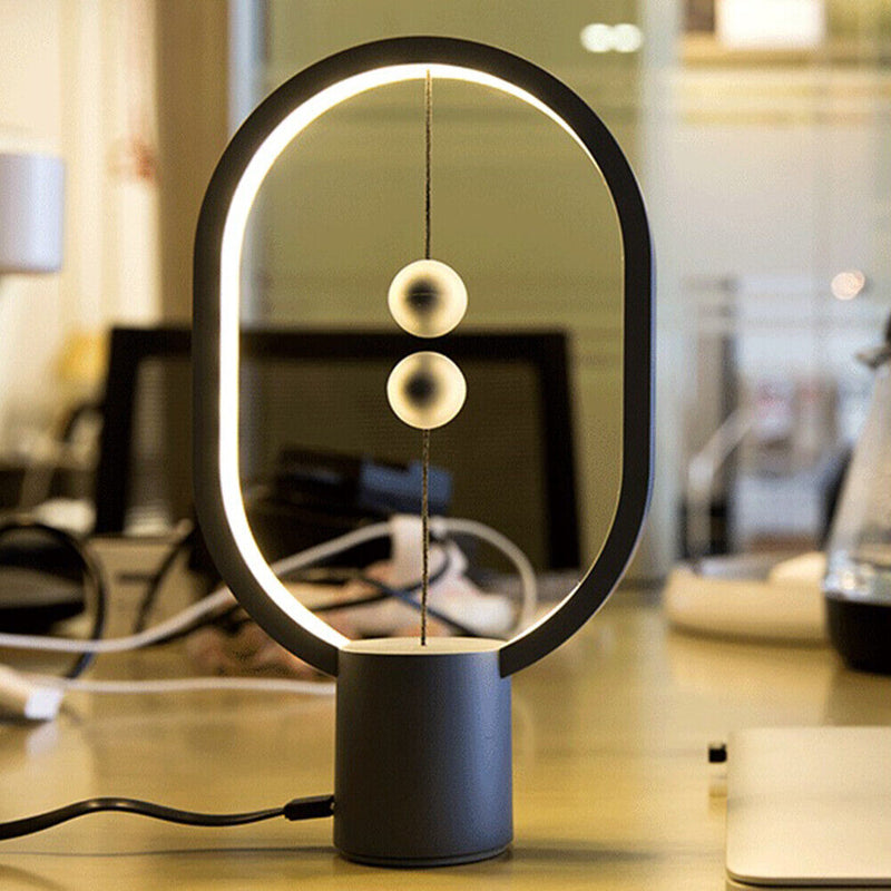 USB Balance LED Table Lamp Magnetic Mid-air Switch Night Light (Dark Grey)