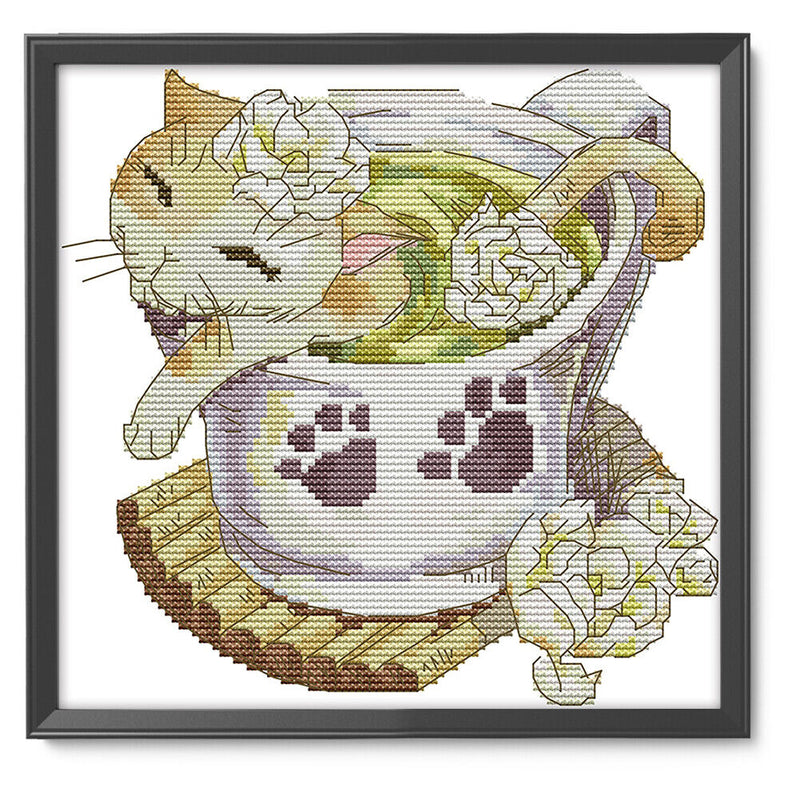 Flower Animal Cross Stitch 14CT Stamped Canvas DIY Embroidery Home Decoration