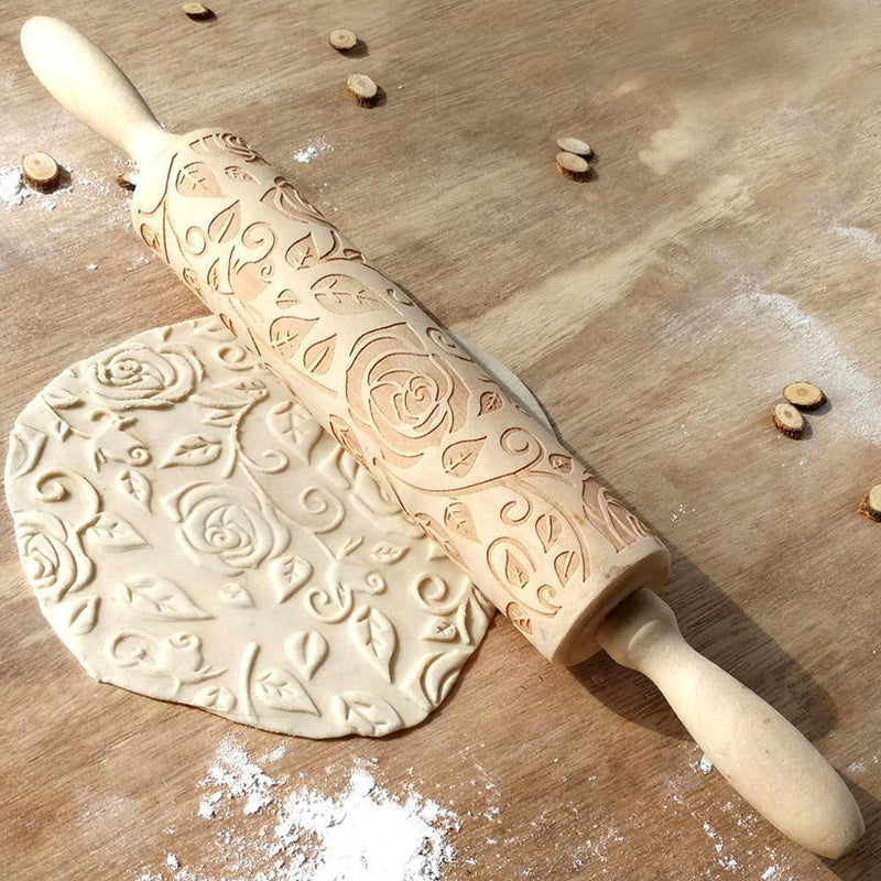 Valentine Day Letters Embossing Rolling Pin for DIY Baking Cookies (Rose)