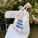 Fashion Letters Printing Canvas Shoulder Tote Bag Women Casual Large Handbags